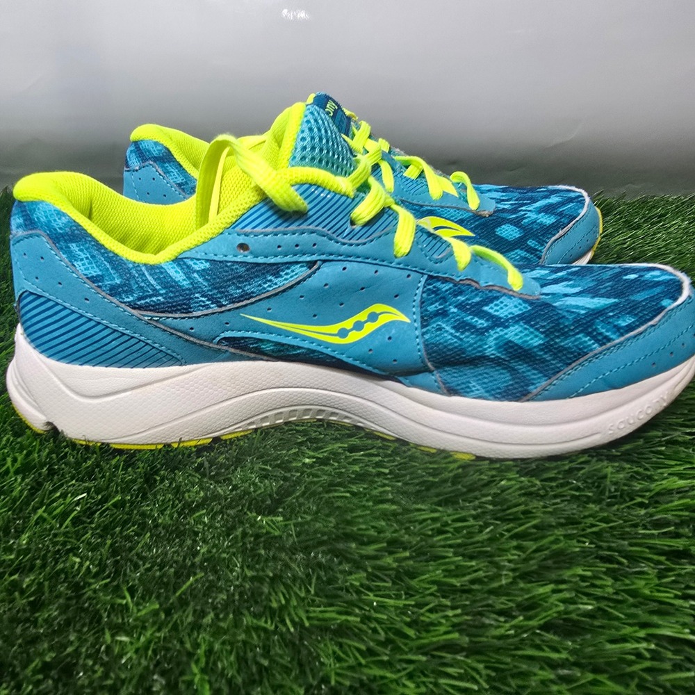 Saucony 8.5 Blue Sapphire Running Shoes Women S15220-2 Teal Lime Green Sneakers - Picture 7 of 10